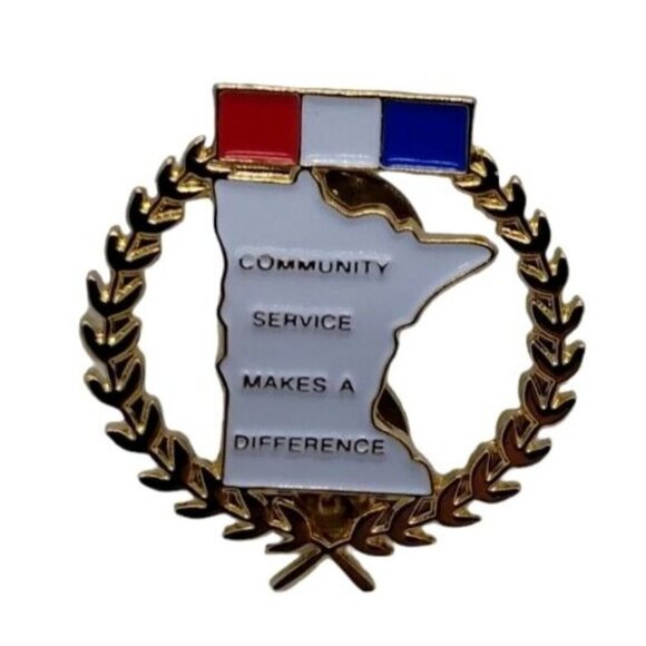 Community Service Makes a Difference Minnesota Laurel Wreath Lapel Hat Pin - Picture 1 of 2